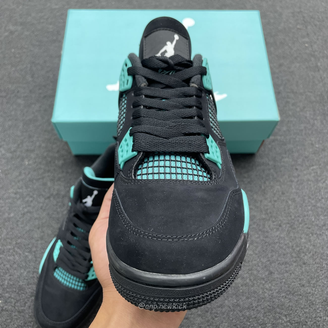 Air Jordan 4 Retro Tiffany Black Green (6) - newkick.vip